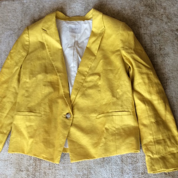Ann Taylor Jackets & Blazers - Ann Taylor Loft yellow linen blazer size 12